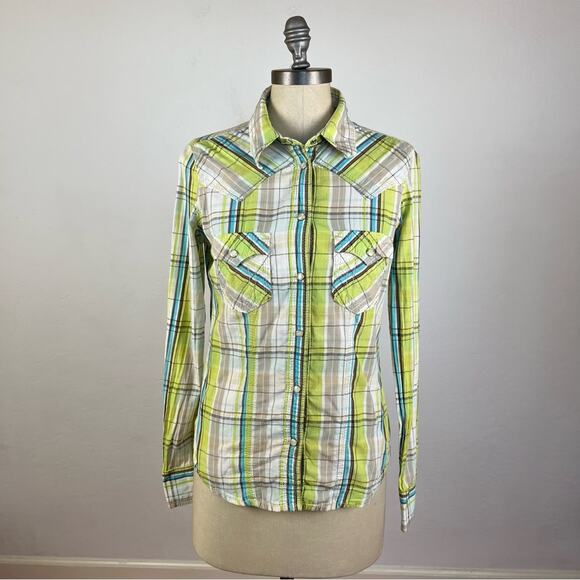 True Religion Plaid Snap Button Shirt - Picture 1 of 7
